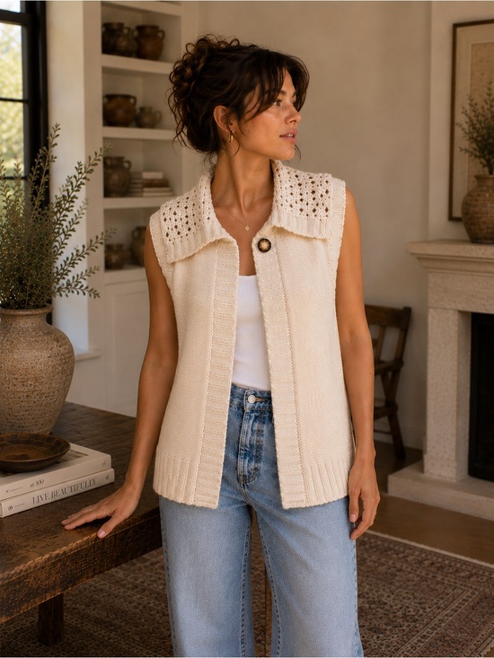 GAP Sweaters - GAP cream sleeveless cardigan sweater, S.